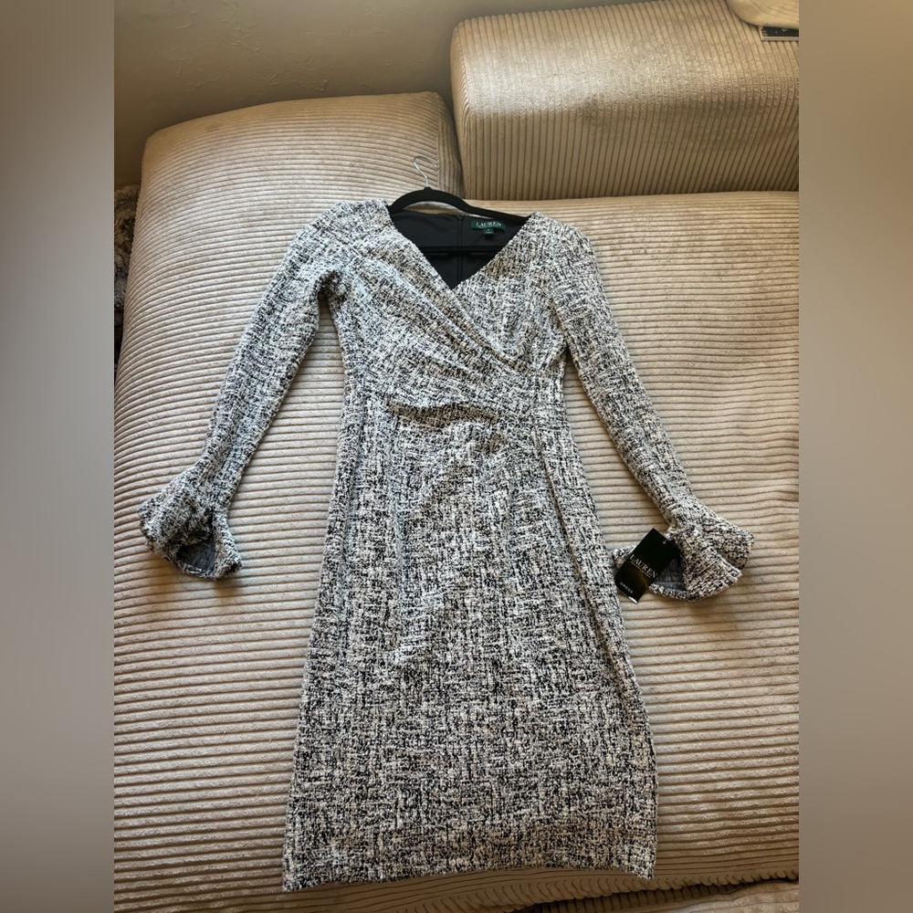Ralph Lauren Black and White Long Sleeve Dress